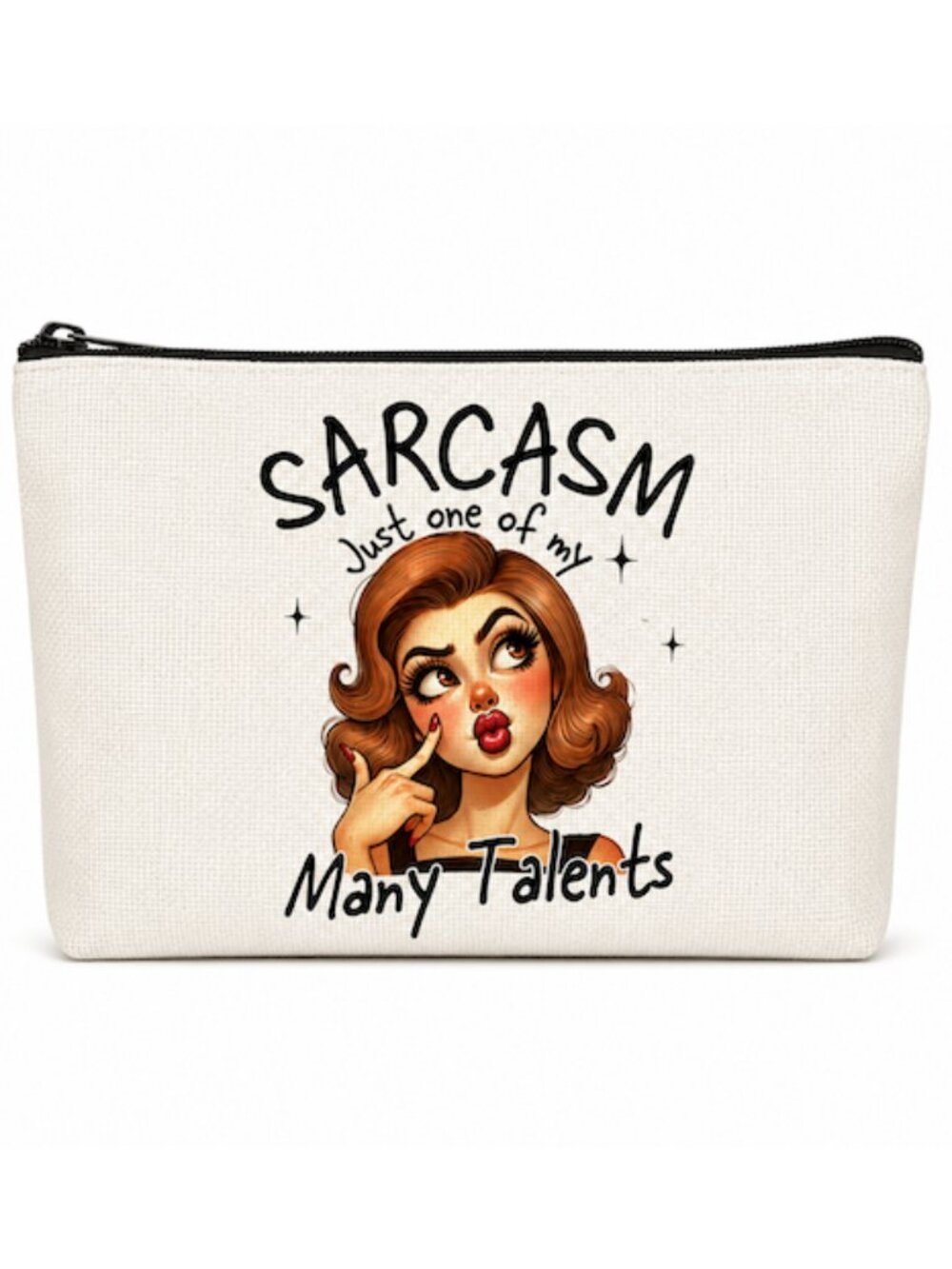 Sarcasm Just One Of My Many Talents Makeup Bag Funny Quote Zipper Pouch NEW